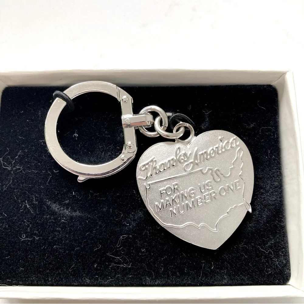 Avon Silver Heart Team Leaders engraved Keychain with Original Box.